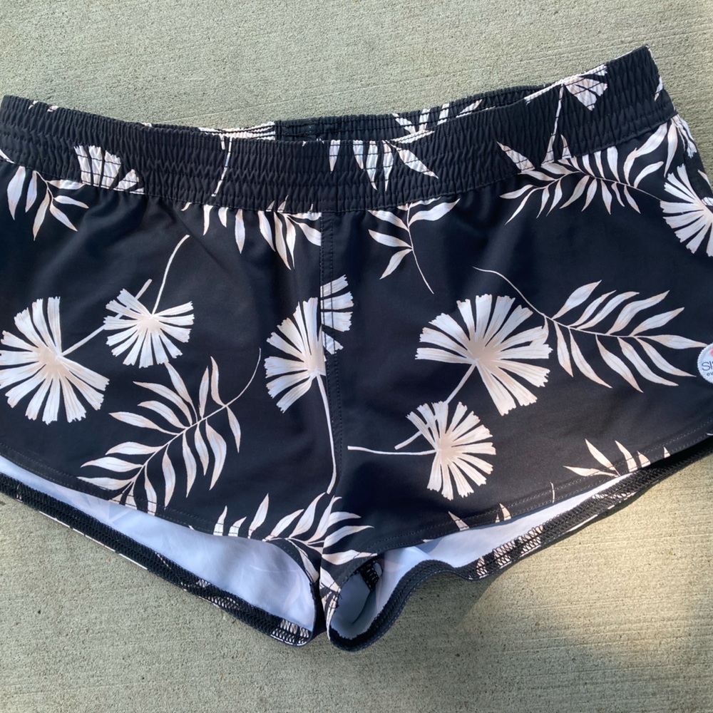 Sisstr Floral Black and White Swim Shorts